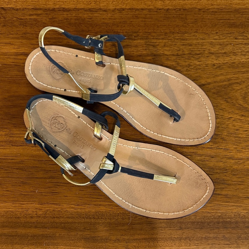 Gold and Black da Costanzo custom Sandals from Italy